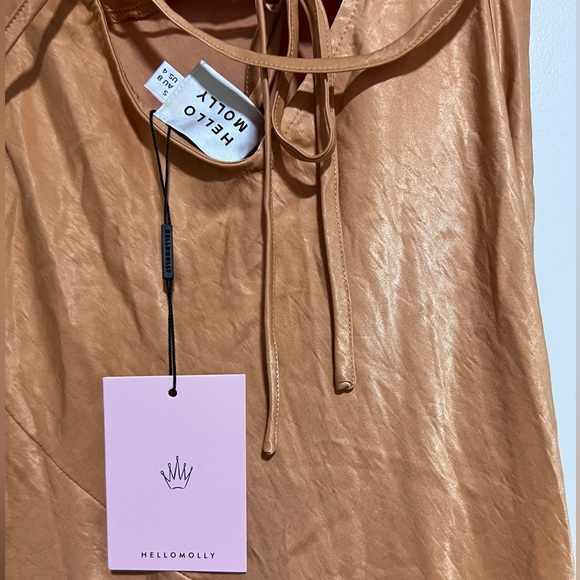 Hello Molly Peach Satin dress, Cowl neck size 4 - Picture 6 of 6